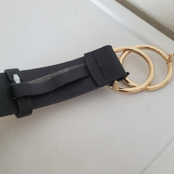 Set of 3 Women Faux Leather Belts Black White Snakeskin Gold Double Ring Buckle main image 6